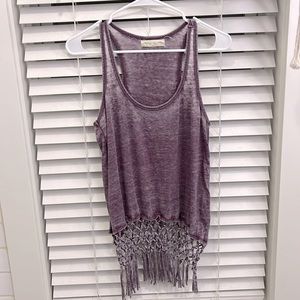 Burnout tank with fringe